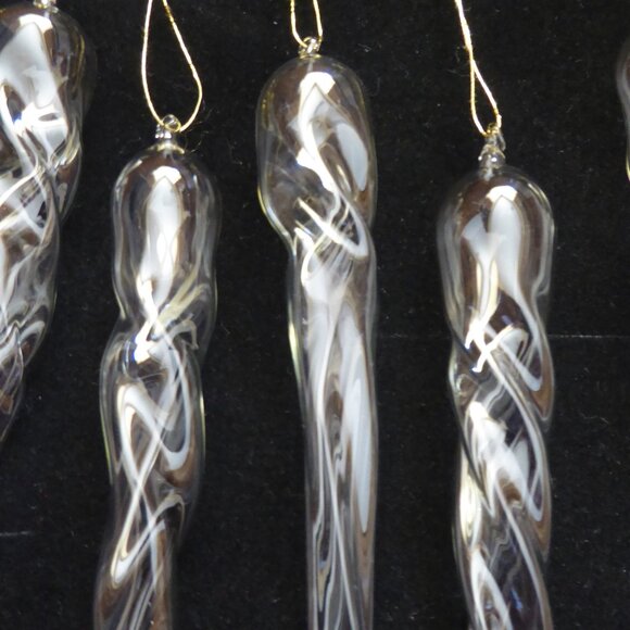 NEW 6” VINTAGE CHRISTMAS BLOWN CLEAR GLASS TWISTING ICICLE ORNAMENT LOT OF 10 - Picture 10 of 12